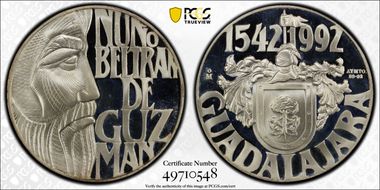 1992-Mo Medal Nuno Beltran de Guzman Ag Guadalajara PR67DCAM