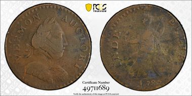 1787 VT 1/2P Bust Right VF25BN