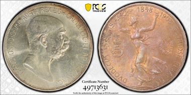 1908 5 Cor KM-2809  Ag MS62