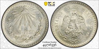 1924-M Peso KM-455  Ag MS63