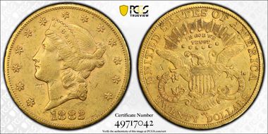 1882-CC $20 AU50