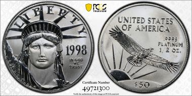 1998 $50 Statue of Liberty MS67