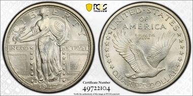 1917-D 25C Type 1 MS65