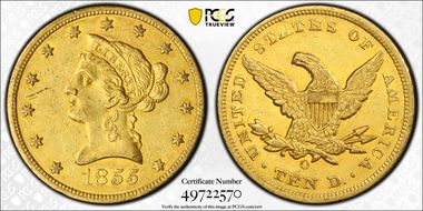 1855-O $10 AU55