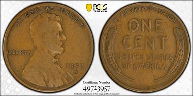 1909-S VDB 1C VF25BN