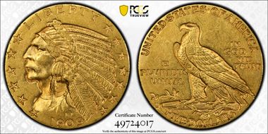1909-D $5 AU58