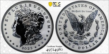 2023-S $1 Morgan Dollar Rev PR  Two-Coin Reverse Proof Set First Strike PR69