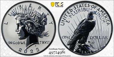 2023-S $1 Peace Dollar Rev PR Two-Coin Reverse Proof Set First Strike PR70