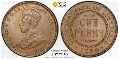 1924  1D English obverse MS64BN