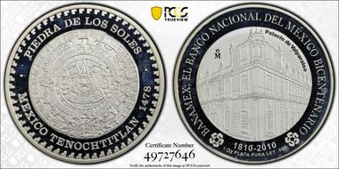 2010-Mo Medal 200th Ann. of Banamex 1oz Ag PR67DCAM