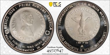 1979-Mo Medal Numismatic Society Ag 1822 8 Real SP68