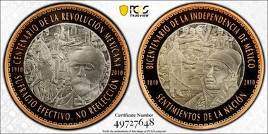 2010-Mo Medal Mexican Indep. Bi-Metallic Mexican Revolution SP69