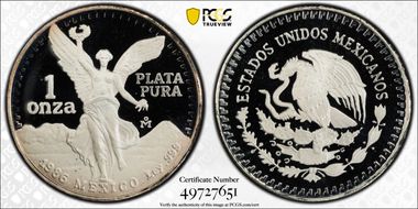 1986-Mo Onza Libertad Ag PR69DCAM