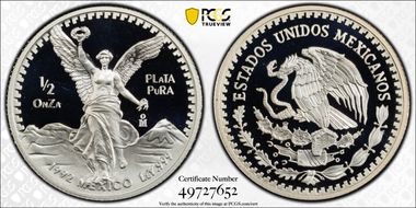 1992-Mo 1/2 oz Libertad Ag PR69DCAM