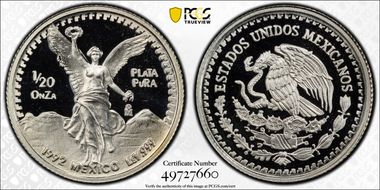 1992-Mo 1/20 oz Libertad Ag PR69DCAM