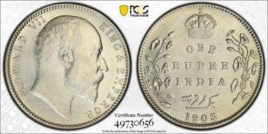 1903-B Rupee SW-7.18 Prid-199 Incuse With Dot on Stem N1