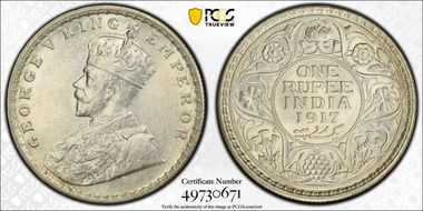 1917(C) Rupee SW-8.37 Prid-213 MS63