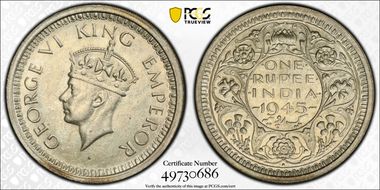 1945(B) Rupee SW-9.29 Small 5 MS61