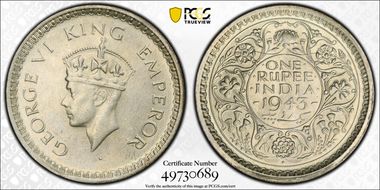 1943(B) Rupee SW-9.22 MS63