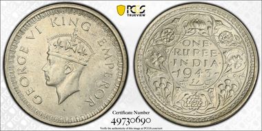 1943(B) Rupee SW-9.22 MS63