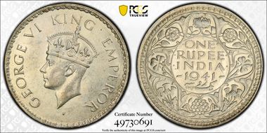 1941(B) Rupee SW-9.19 Broader Border AU58