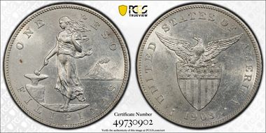 1903-S Peso KM-168  Ag AU58