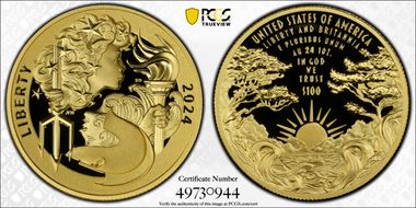 2024-W $100 Liberty & Britannia Au First Strike PR70DCAM