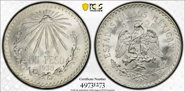 1938-M Peso KM-455  Ag MS66