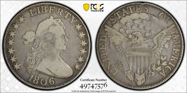 1806 50C Knob 6, Small Stars F15