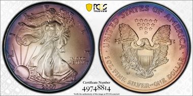 2007-W $1 Burnished Silver Eagle SP69