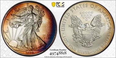 2008-W $1 Burnished Silver Eagle SP69