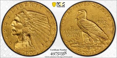 1909 $2.50 AU58