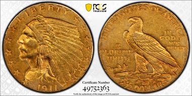 1911 $2.50 AU55