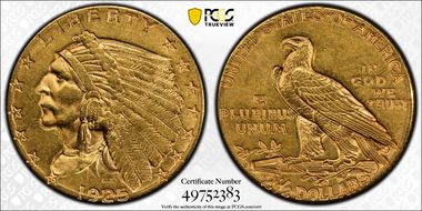 1925-D $2.50 AU58