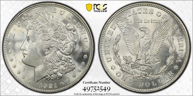 1921 $1 Morgan MS64+
