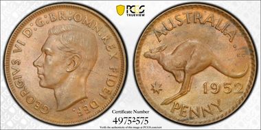 1952 A. (p) 1D London Reverse MS64BN