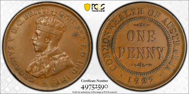 1927 (m) 1D English obverse XF45BN
