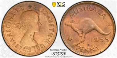 1955 Y. (p) 1D Melbourne obverse N1BN