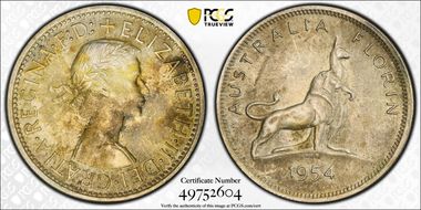 1954(m) Florin Royal Visit KM-55  Ag N1