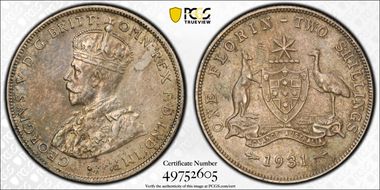 1931(m) Florin KM-27  Ag AU53