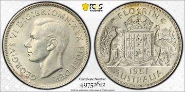 1951(m) Florin KM-48  Ag MS63