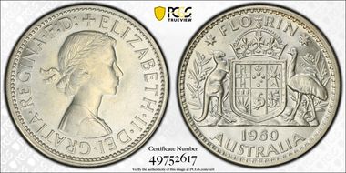 1960(m) Florin KM-60  Ag MS62