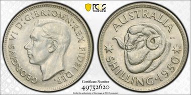 1950(m) Shil KM-46  Ag AU58