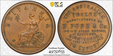 (1857) Tk 1D KM-Tn280 T. Pope & Co. Birmingham, England AU50BN