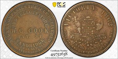1862 Tk 1D KM-Tn36 W.C. Cook Sandridge, Melbourne VF35BN