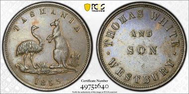 1855 Tk 1/2D KM-Tn269 Thomas White and Son Westbury, Tasmania N1BN