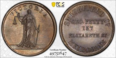 (1860) Tk 1D KM-Tn197.1 Geo. Petty Melbourne, Victoria MS62BN