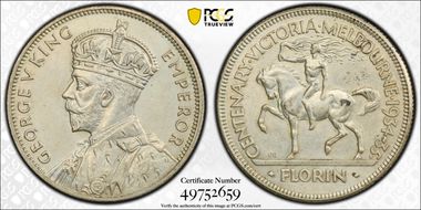 1934-35 Florin Centennial KM-33  Ag N1