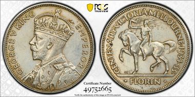 1934-35 Florin Centennial KM-33  Ag N1