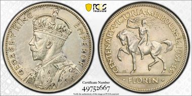 1934-35 Florin Centennial KM-33  Ag N1